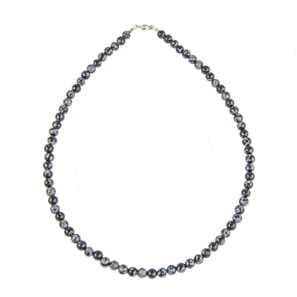 Collier Obsidienne neige – Pierres boules 6mm
