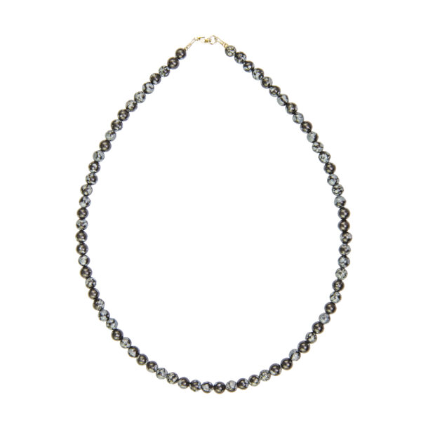 Collier Obsidienne neige – Pierres boules 6mm – Image 2