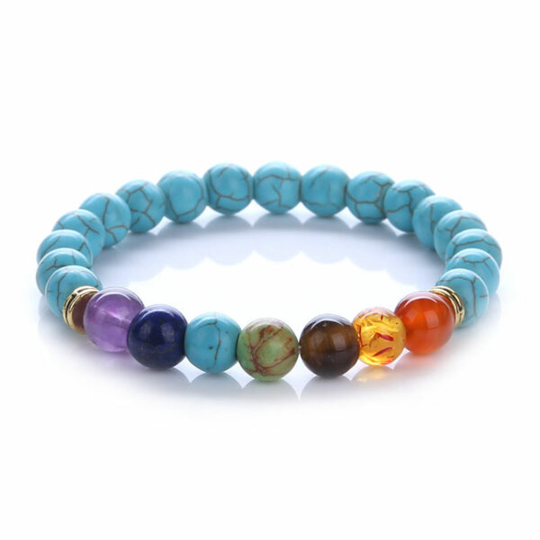 Bracelet 7 Chakras de Guérison en Turquoise Bleu