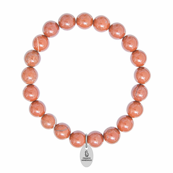 Bracelet Jaspe rouge – Pierres boules 8mm – Image 2