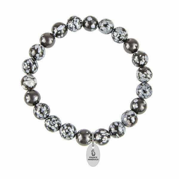 Bracelet Obsidienne neige – Pierres boules 8mm