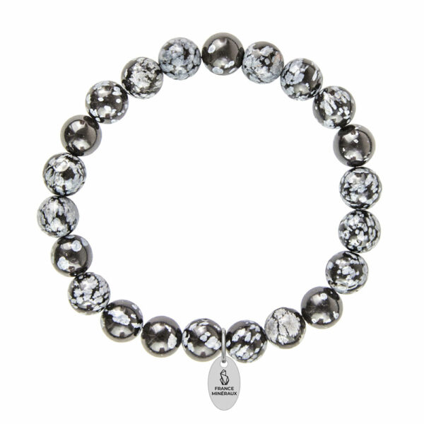 Bracelet Obsidienne neige – Pierres boules 8mm – Image 2