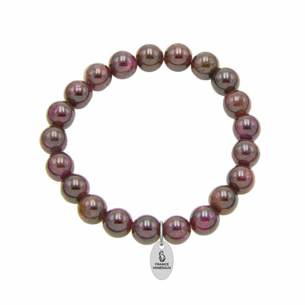 Bracelet Grenat rouge – Pierres boules 8mm