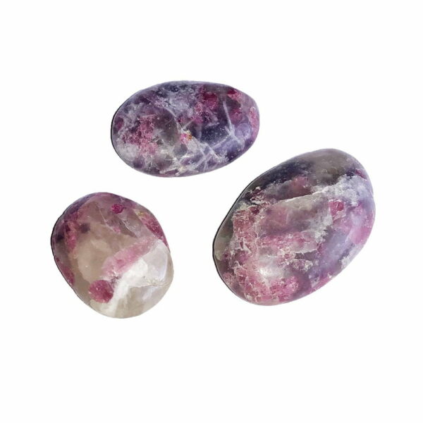 Pierre roulée Tourmaline rose sur anhydrite