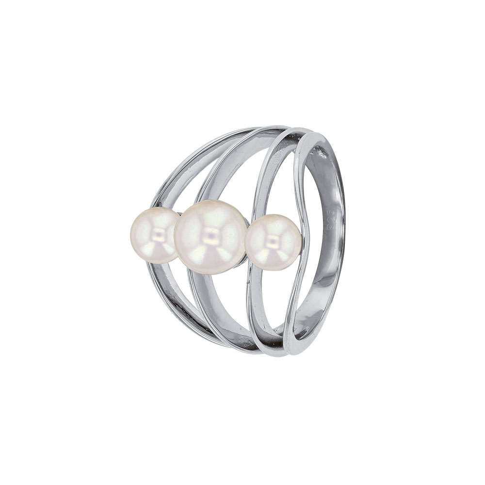 Bague 3 Perles d’Eau Douce – Argent 925 rhodié