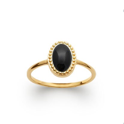 Bague Agate noire “Alexandra” – Plaqué Or 750