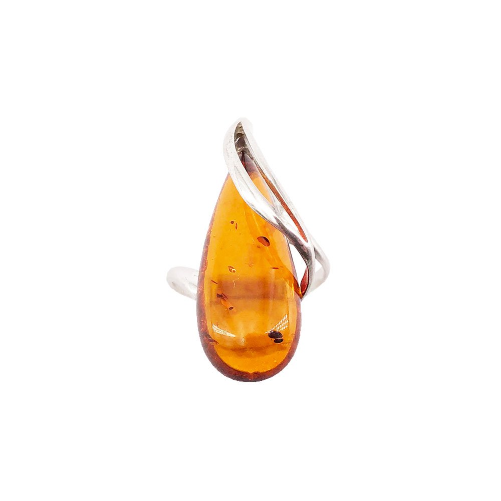 Bague Ambre “Colombe” – Argent 925