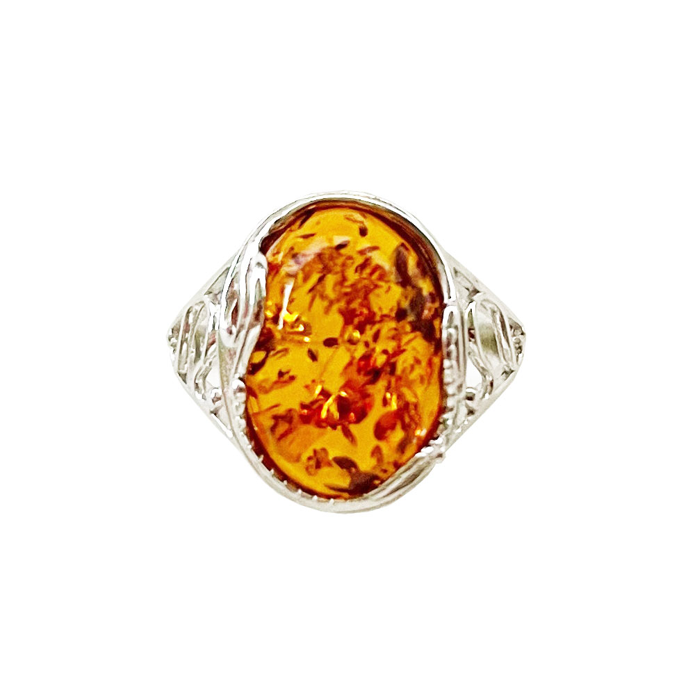 Bague Ambre “Capucine” – Argent 925