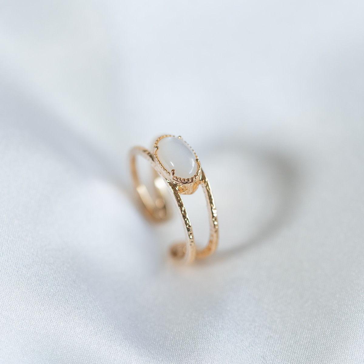 Bague Double Pierre de Lune plaqué or
