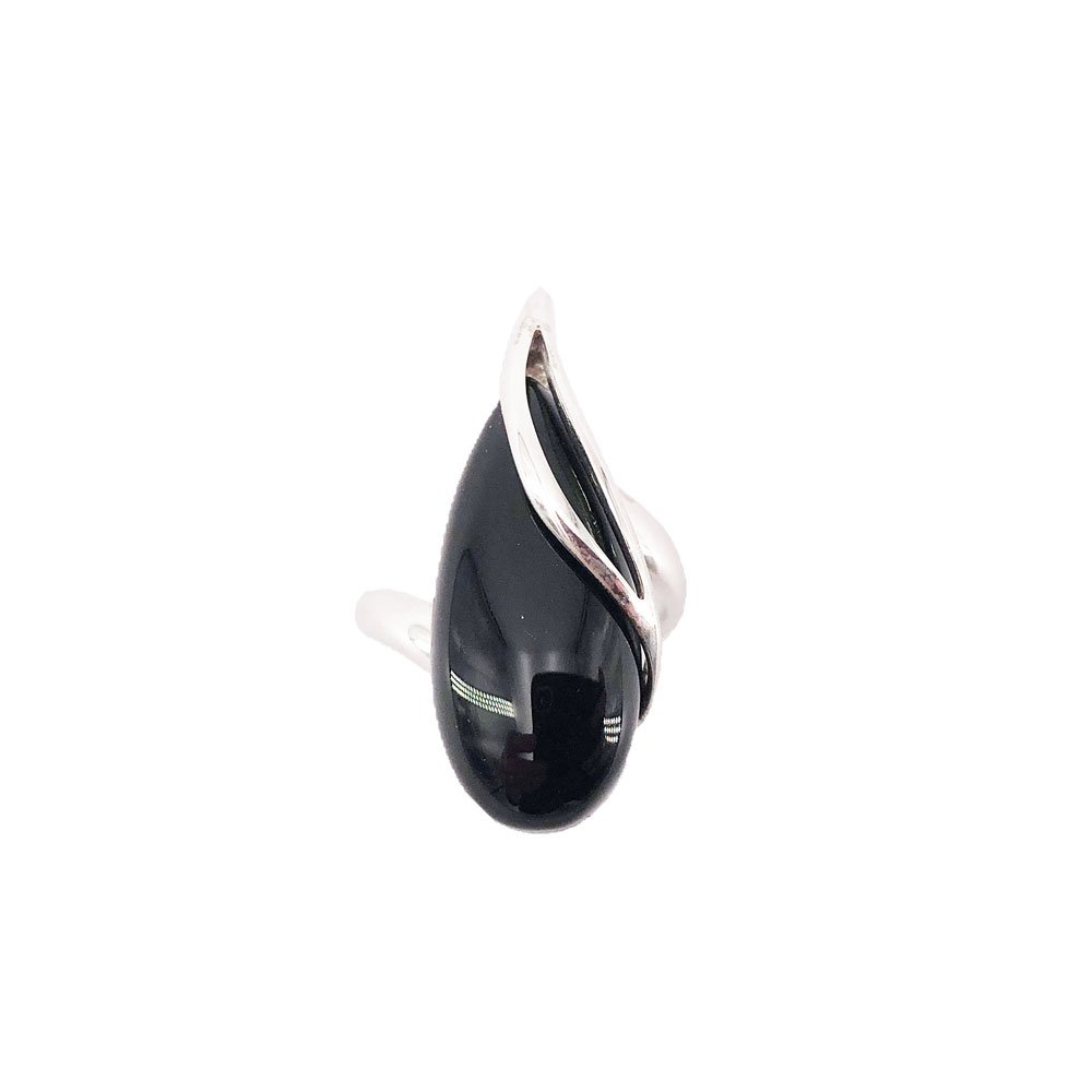Bague Onyx noir “Colombe” – Argent 925