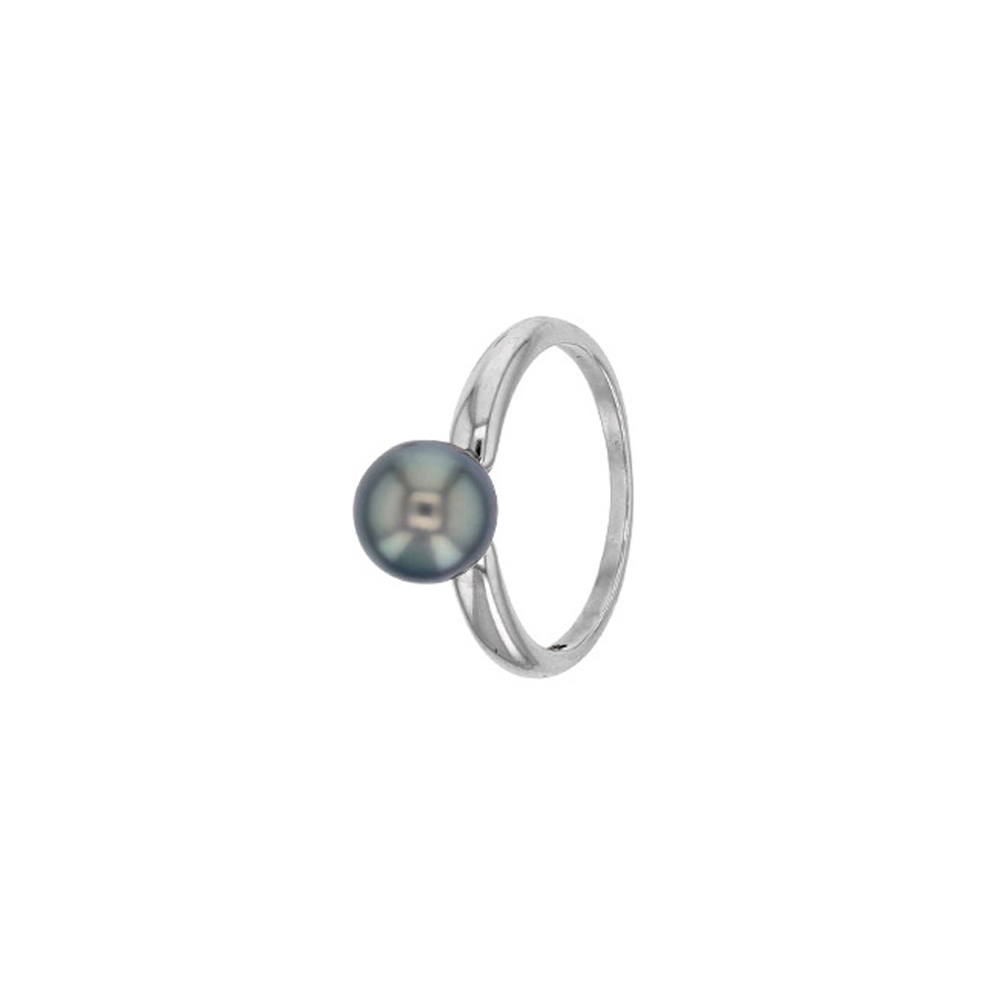 Bague ornée d’une Perle de Tahiti ronde – Argent 925 rhodié