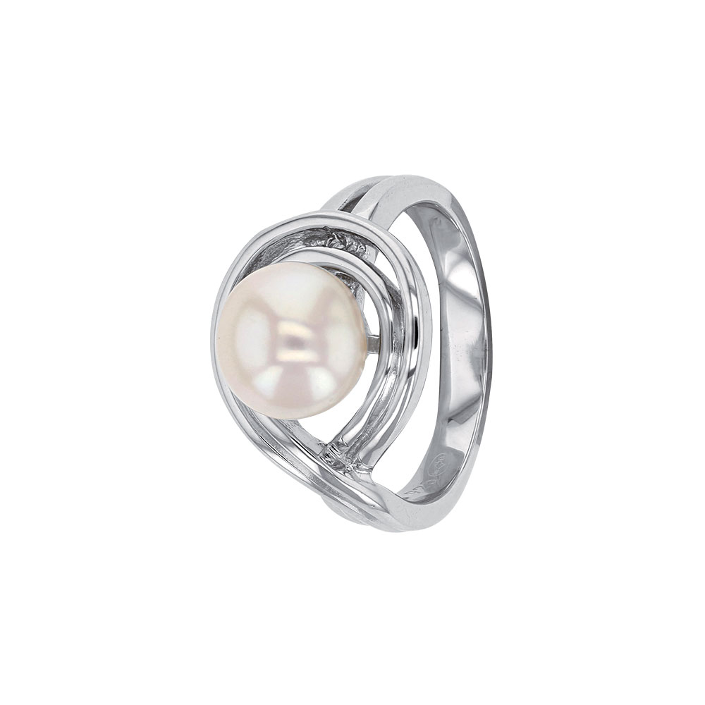 Bague Perle d’Eau Douce à armature doublée – Argent 925 rhodié