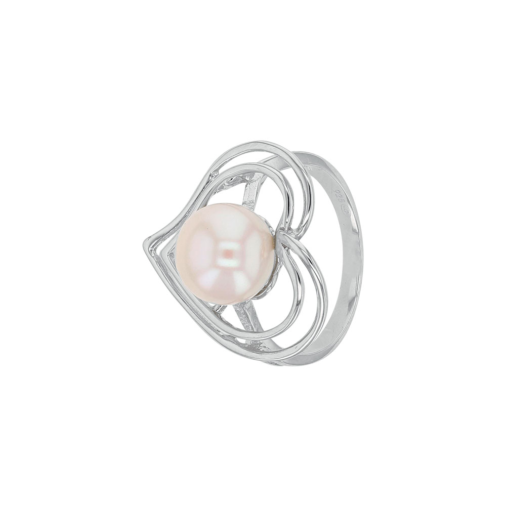 Bague Perle d’Eau Douce – Coeurs Argent 925 rhodié