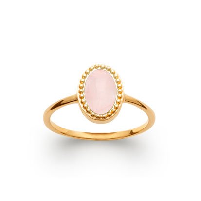 Bague Quartz rose “Alexandra” – Plaqué Or 750