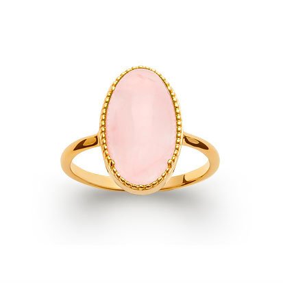 Bague Quartz rose “Judith” – Plaqué Or 750